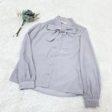 Cessorie 빈티지 레트로 보타이 블라우스 그레이 일본제