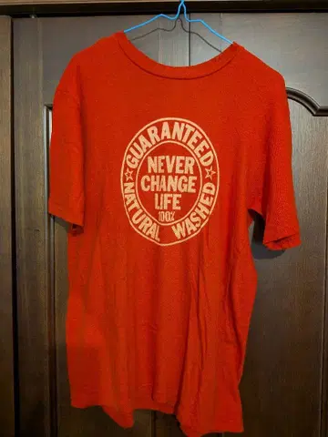 할리란 90년대 NEVER CHANGE LIFE 프린트 티셔츠 레드