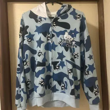 헬로키티 카모플라쥬 후드티 스카이블루