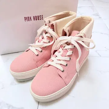 [ 미사용 ] 핑크하우스 세일러 카라 하이컷 스니커즈 핑크 L