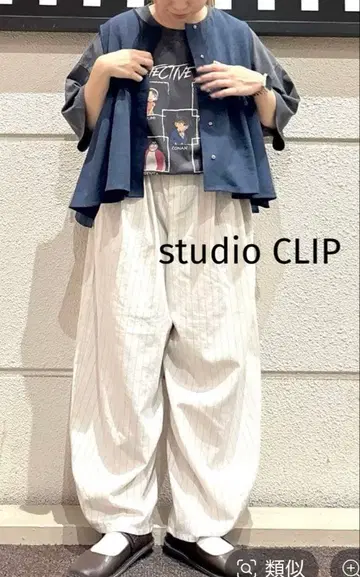 미사용 새상품 studio CLIP 린넨 라이크 개더 베스트