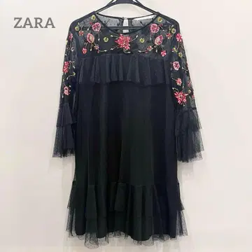 ZARA BASIC 자수 튜닉 원피스 꽃무늬
