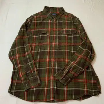 GEORGE 조지 긴팔 플란넬 셔츠 체크 모스그린 2XL