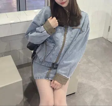 oneway 파이핑 데님 자켓 셋업 묶음 판매