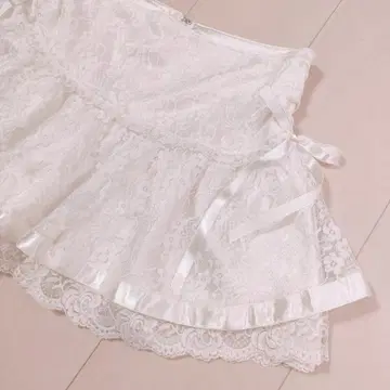 [No.466] LIZLISA*전체 레이스 사이드 리본 스커트: 화이트