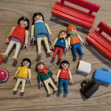 레트로 Playmobil 피규어 세트 벤치 잡화 포함