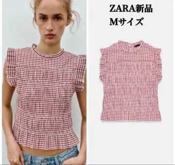 완판템 ZARA 깅엄 체크 패턴 스모킹 상의 M 사이즈 택 포함 새상품