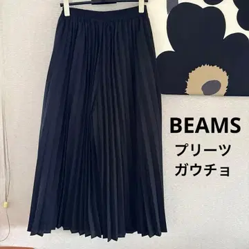 BEAMS HEART 블랙 플리츠 와이드 팬츠 미사용품