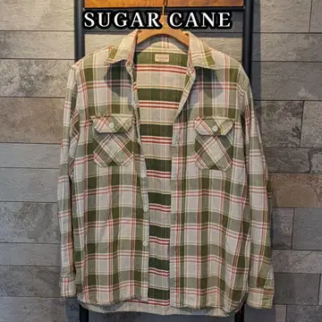 SUGAR CANE 플란넬 셔츠 체크 무늬 그린 M 슈가케인