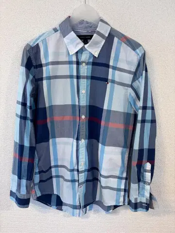 새상품급 TOMMY HILFIGER 체크 무늬 긴팔 셔츠 슬림 핏 L