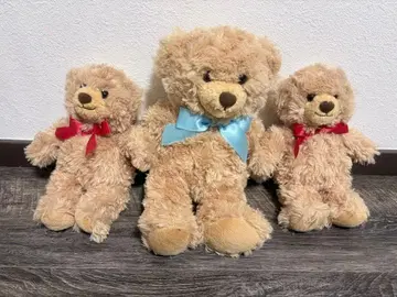 다이소 테디베어 봉제 인형 3개 세트 리본 포함