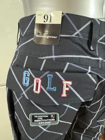 Munsingwear 체크 무늬 롱 팬츠 네이비 택 포함 새상품