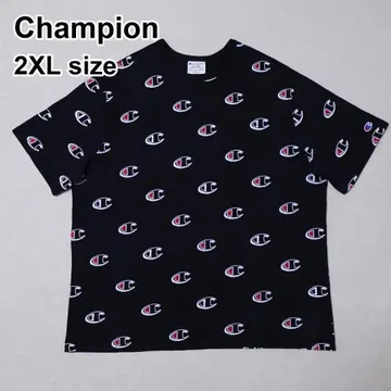 Champion 챔피온 올 로고 무늬 오버 T셔츠 2XL 블랙