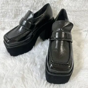 EMODA 솔리드 청키 로퍼 블랙 통굽 L 스퀘어토