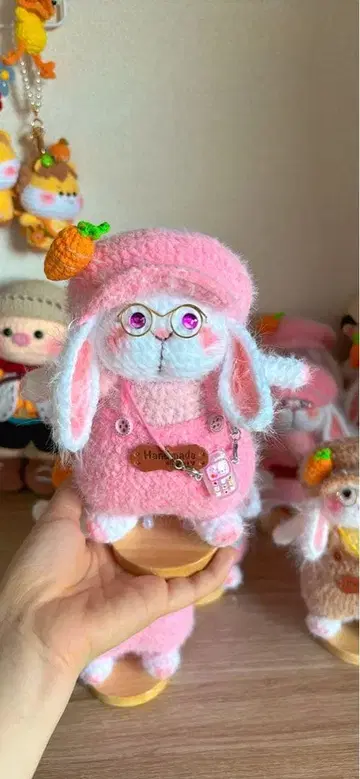 핸드메이드 뜨개질 토끼 인형