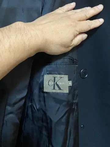 Calvin Klein 더블 브레스트 코트 블랙 M