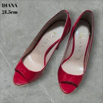DIANA 빨간색 에나멜 오픈토 펌프스 21.5cm 여성용