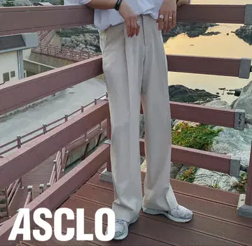 ASCLO 밴딩 와이드 슬랙스 베이지