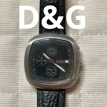 D&G 쿼츠 손목시계 블랙 가죽 벨트