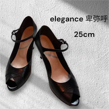 elegance 히미코 스트랩 오픈토 펌프스 블랙 25cm