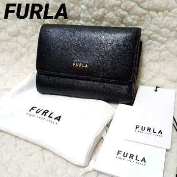 FURLA 훌라 3단 폴더형 지갑 가죽 블랙 여성용 로고 수납 가방 포함