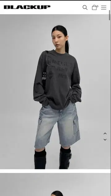 BLACKUP 긴팔 오버핏 프린트T셔츠