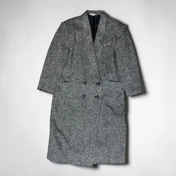 [ 새상품급 ] VINTAGE 헤링본 더블 롱 코트 모노톤 M 구제 의류