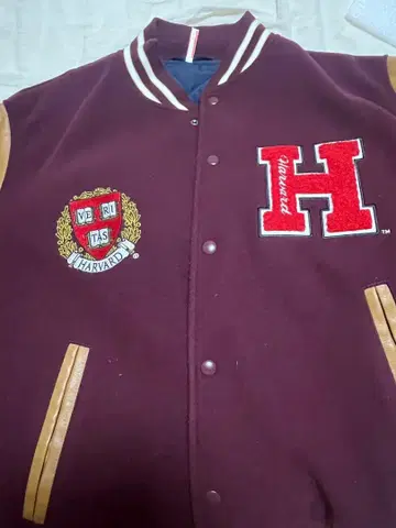 Harvard University 바시티 자켓 버건디