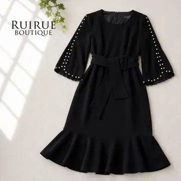 RUIRUE 펄 슬리브 머메이드 원피스 S 블랙