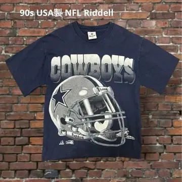 90s USA제 NFL 댈러스 카우보이즈 Riddell 티셔츠 M 네이비