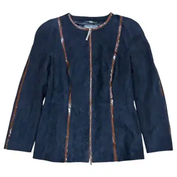 90s Ferragamo 빈티지 스웨이드 가죽 노카라 자켓