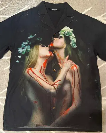 DROPDEAD x cradle of filth 오픈 카라 셔츠