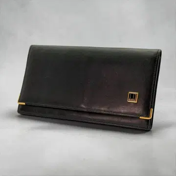 새상품급 Dunhill 던힐 장지갑 지갑 가죽 블랙 골드 금장 장식
