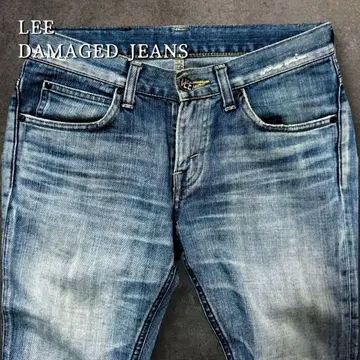 Lee 리 빈티지 크러쉬 데미지 데님 스키니 천연 가죽 패치