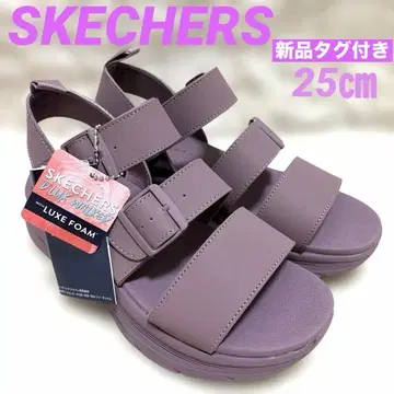 택 포함 새상품 스케쳐스 통굽 샌들 디럭스 워커 25cm 보라색