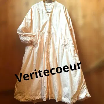 Veritecoeur 코튼 린넨 코트 페일 핑크 오렌지 F 사이즈