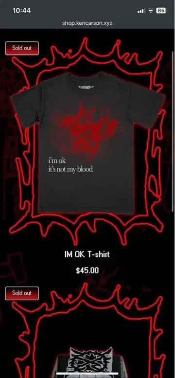 ken carson chaos merch blood shirt