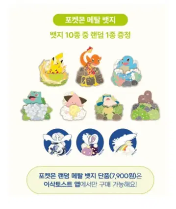 한국 한정판 포켓몬 메탈 배지 전 10종 풀컴프 Isaac Toast