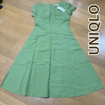 UNIQLO 린넨 블렌드 스퀘어넥 원피스 그린 M