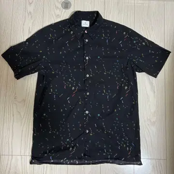 [거의 미사용] PS Paul Smith 넘버 패턴 반팔 셔츠 블랙 M