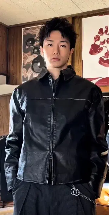 ZARA 워시드 페이크 레더 자켓
