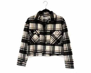ZARA 체크 무늬 크롭 기장 자켓