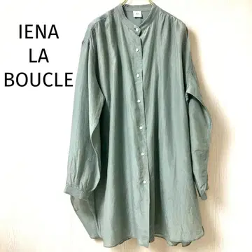 IENA LA BOUCLE 실크 혼방 오버 셔츠 루즈핏 밴드 카라