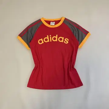 00's Adidas 반팔 링거 티셔츠 레드 피치티 헤이세이 Y2K