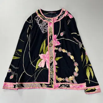 LEONARD FASHION 긴팔 가디건 꽃무늬 울 실크