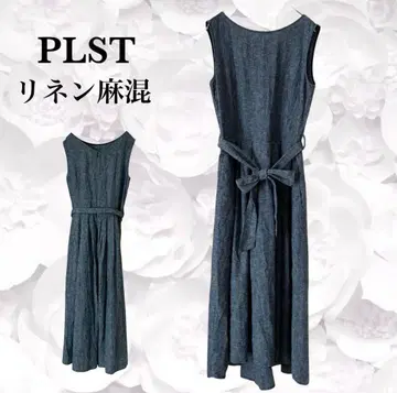 [플라스테 PLST] 슬리브리스 원피스 [S~M] 블루 린넨 리본