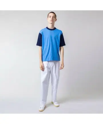 [새상품급] LACOSTE 패널 절개 니트T셔츠 보더 M