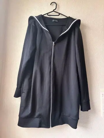 세일러 카라 집업 후드티 블랙