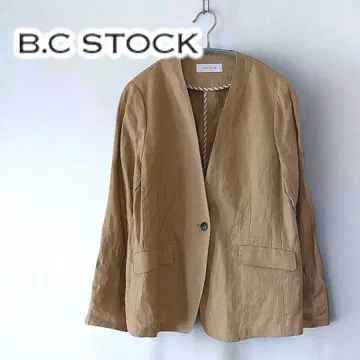 B.C STOCK 린넨 자켓 미사용 노카라 베이지 경량 봄/여름