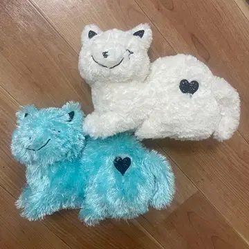 요네즈켄시 리이슈 고양이 봉제 인형 2체 세트 화이트 블루